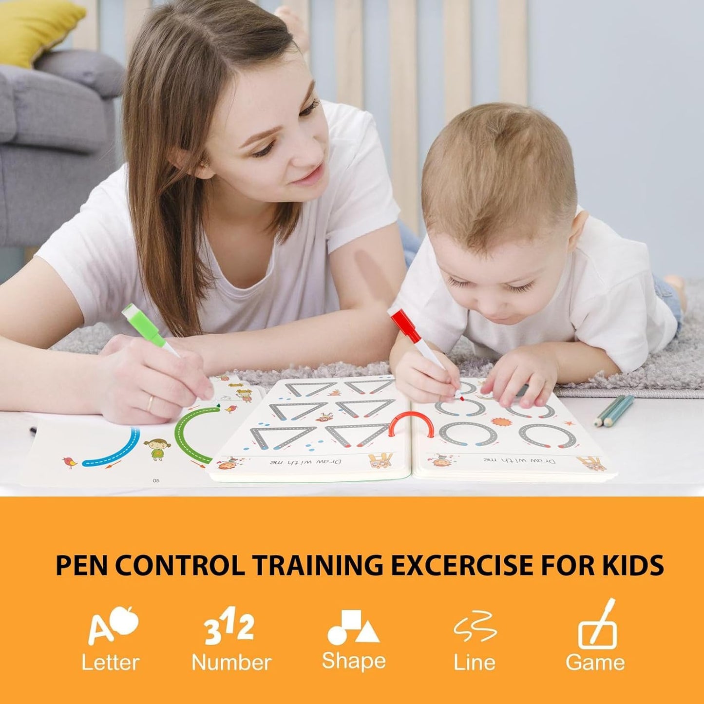 Kids Reusable 64 Page Practice Workbook Set
