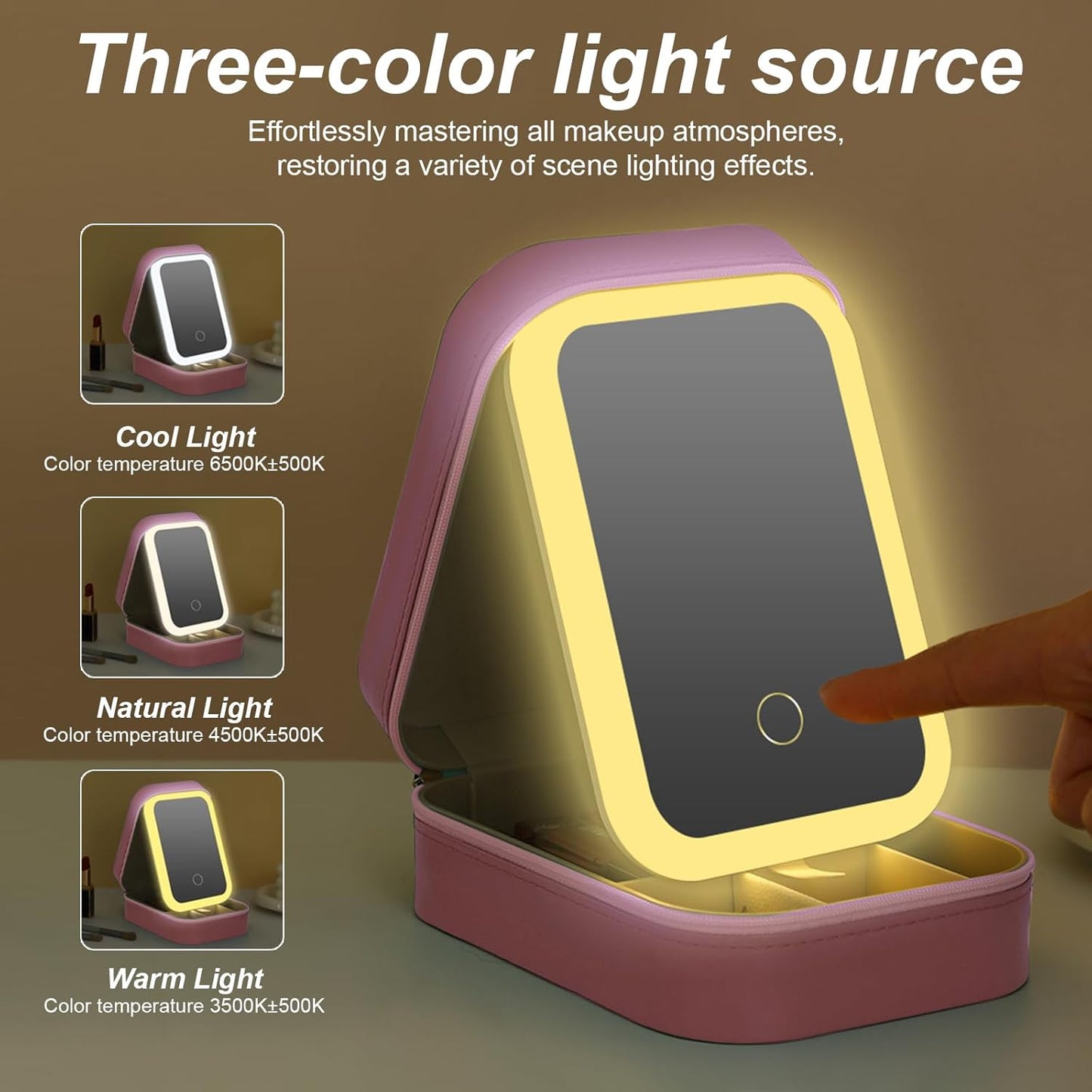 LumiGlow Travel LED Makeup Mirror Box