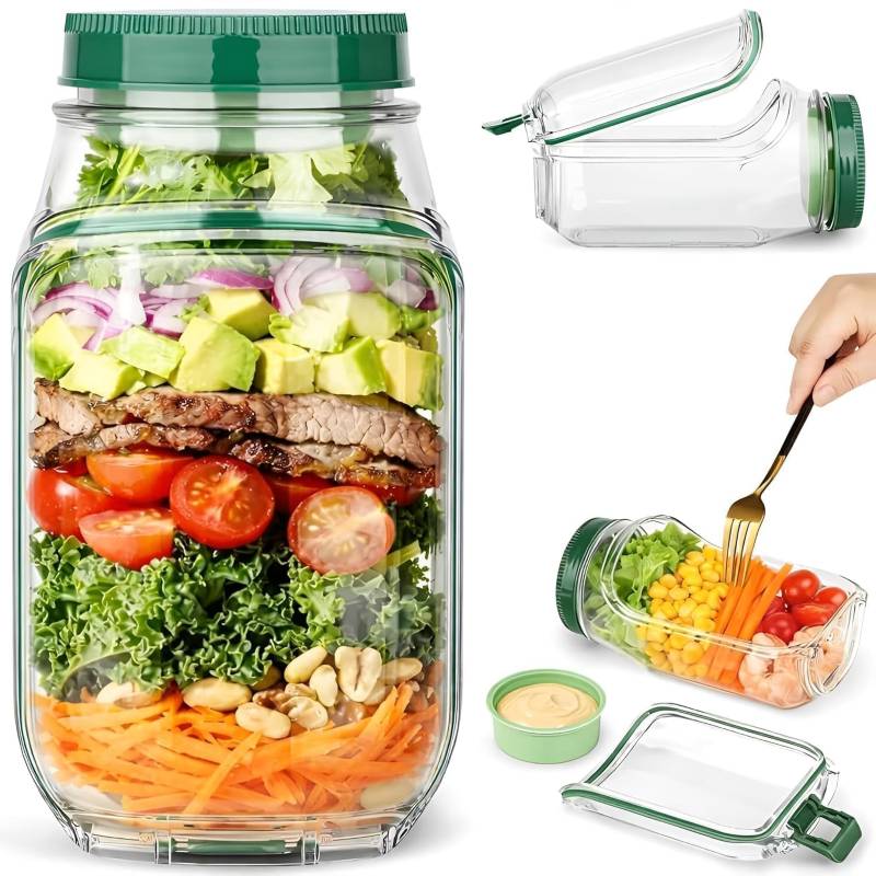 Leakproof BPA-Free Salad Jar with Side Opening