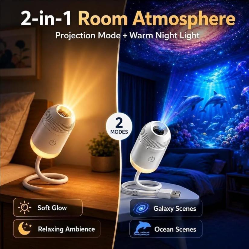 GalaxyGlow | Deluxe HD USB Projector Night Light