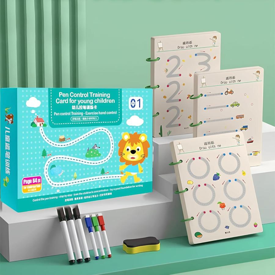 Kids Reusable 64 Page Practice Workbook Set