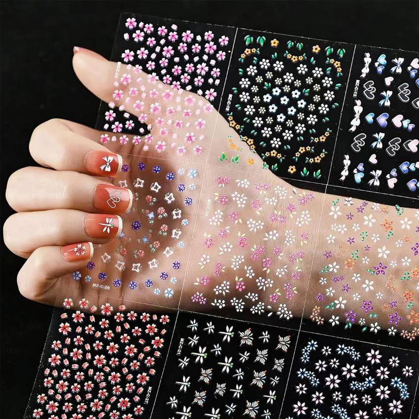 BloomTips | 30 Sheets 3D Floral Nail Art Stickers