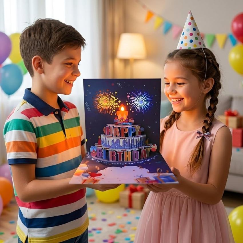 CakeMagic | 3D Musical Birthday Card with Lights, Music & Pop Up Fireworks