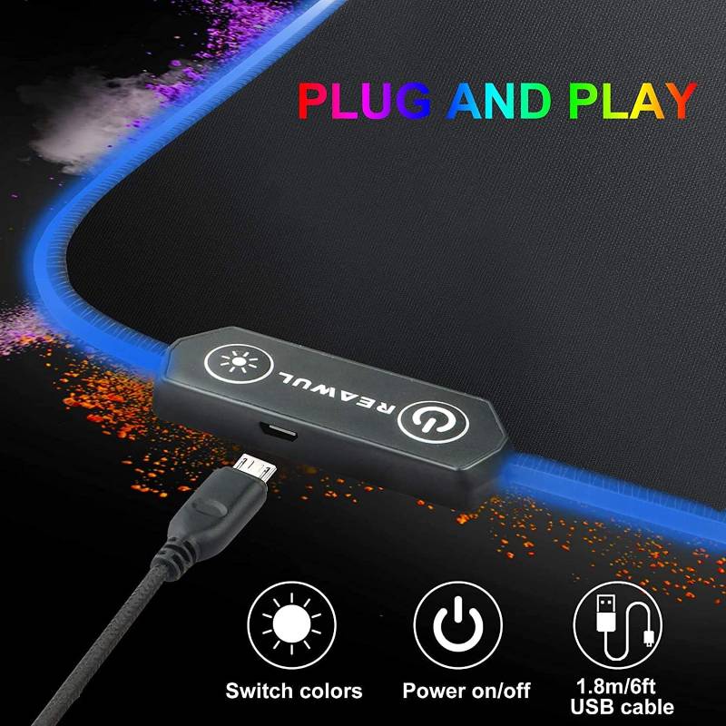 AuraBeam RGB Gaming Mouse Pad – 14 Lighting Modes, Smooth Control