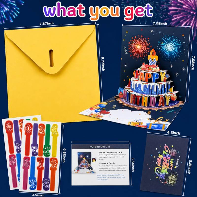 CakeMagic | 3D Musical Birthday Card with Lights, Music & Pop Up Fireworks