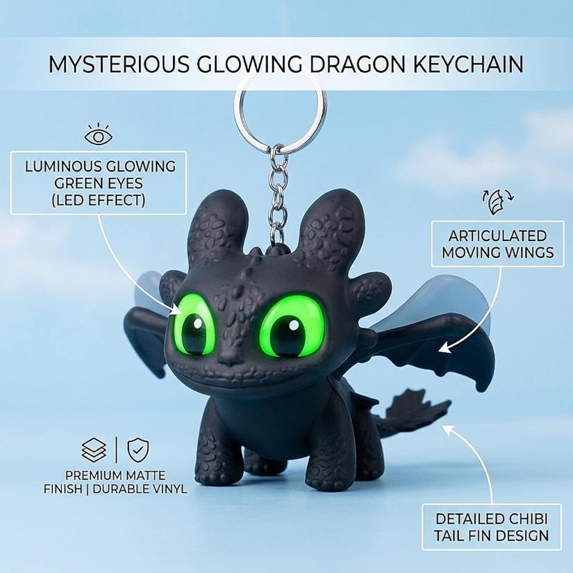 Dragon Keychain with Moving Wings, Sound and Lights