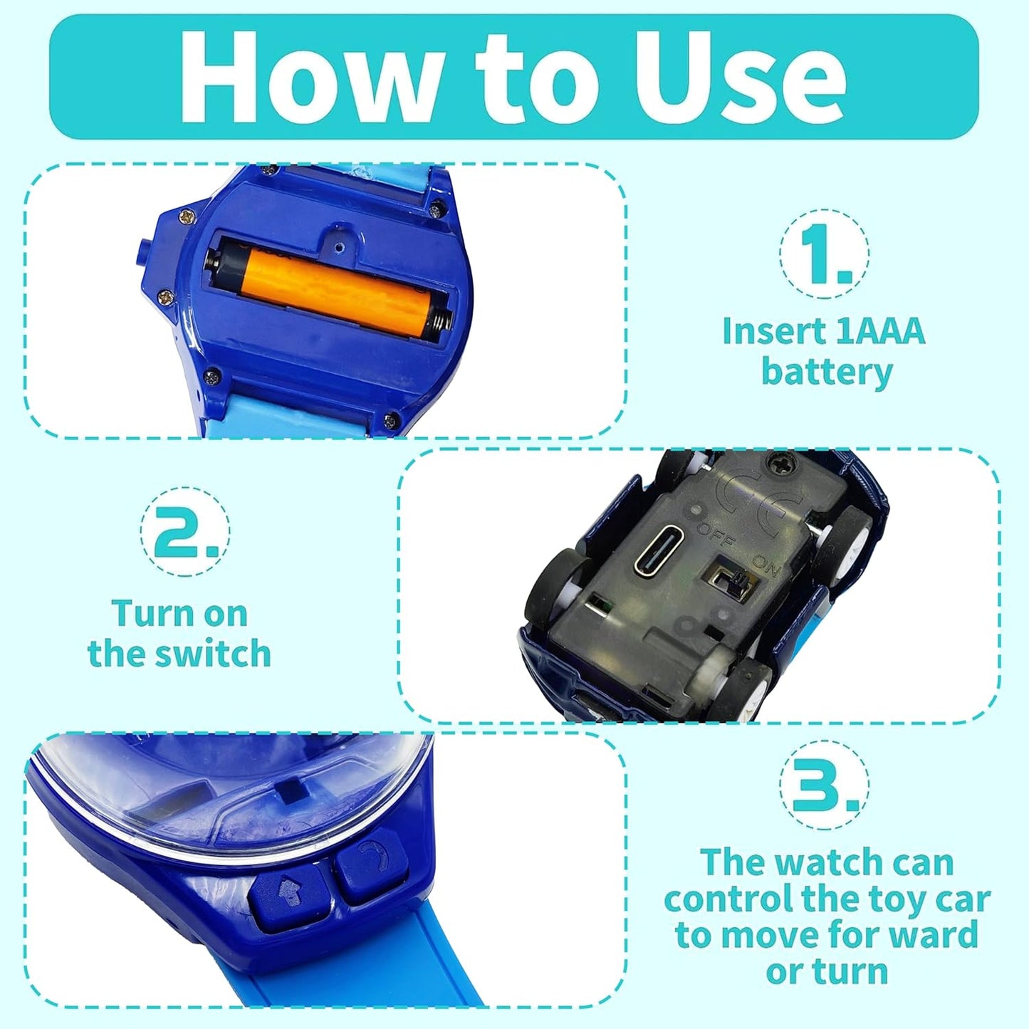 WristRacer Rechargeable Mini RC Watch Car Toy
