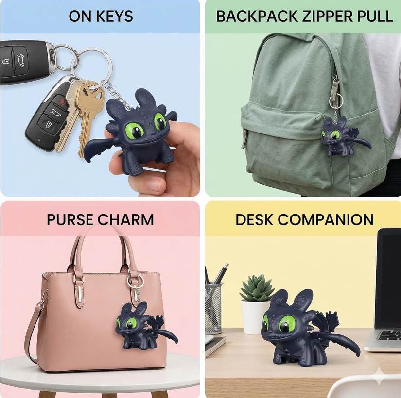 Dragon Keychain with Moving Wings, Sound and Lights
