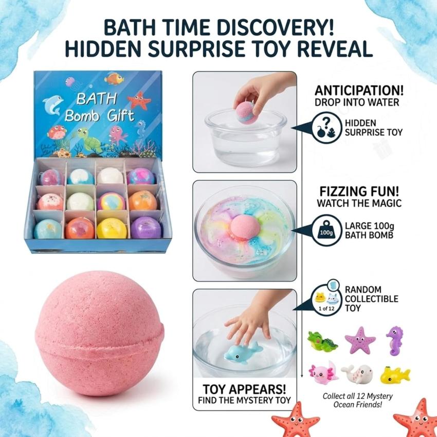 SurpriFizz | Kids Bath Bombs with Surprise Toy