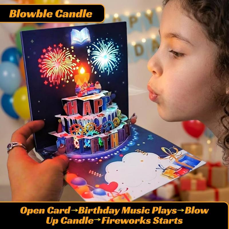 CakeMagic | 3D Musical Birthday Card with Lights, Music & Pop Up Fireworks