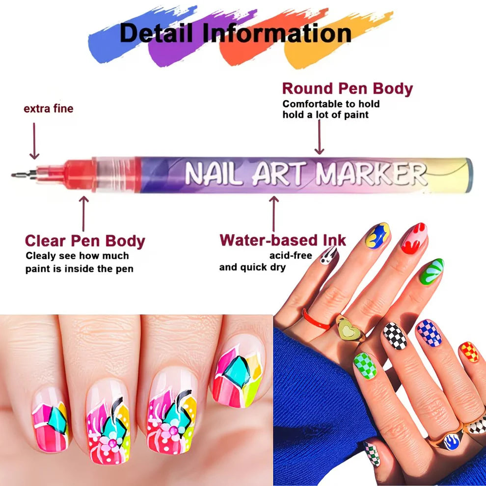 NailMagic Nail Art Marker Pen Set (12 Colors)