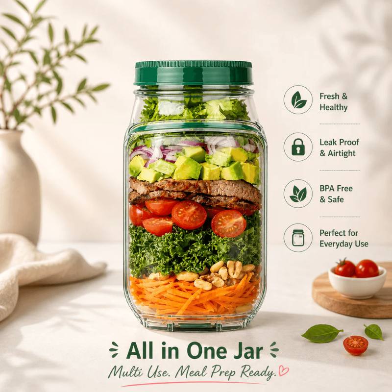 Leakproof BPA-Free Salad Jar with Side Opening