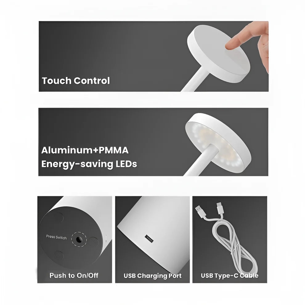 GlowTap | Cordless Rechargeable LED Table Lamp