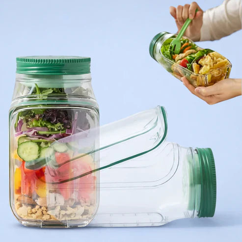 Leakproof BPA-Free Salad Jar with Side Opening