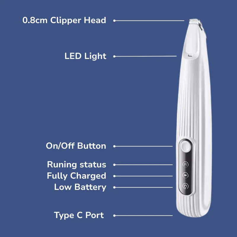 PawTrim Pro Pet Grooming Trimmer – Waterproof, Low Noise with LED Light