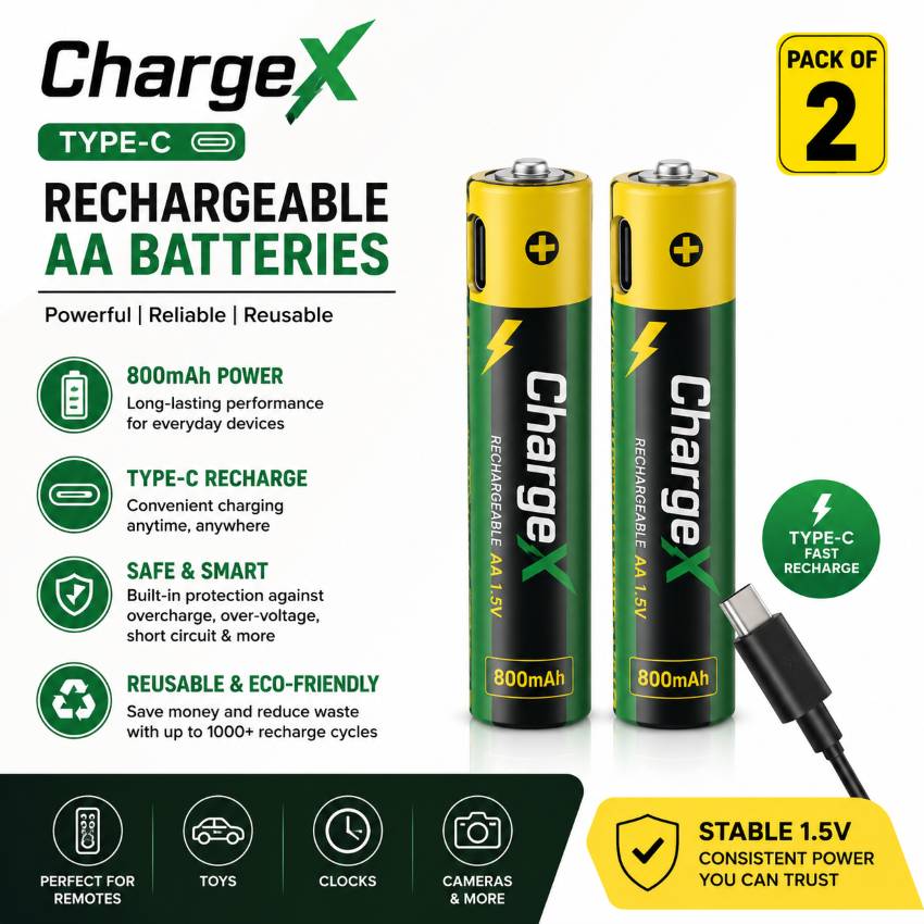 ChargeX Type-C Rechargeable AA Batteries