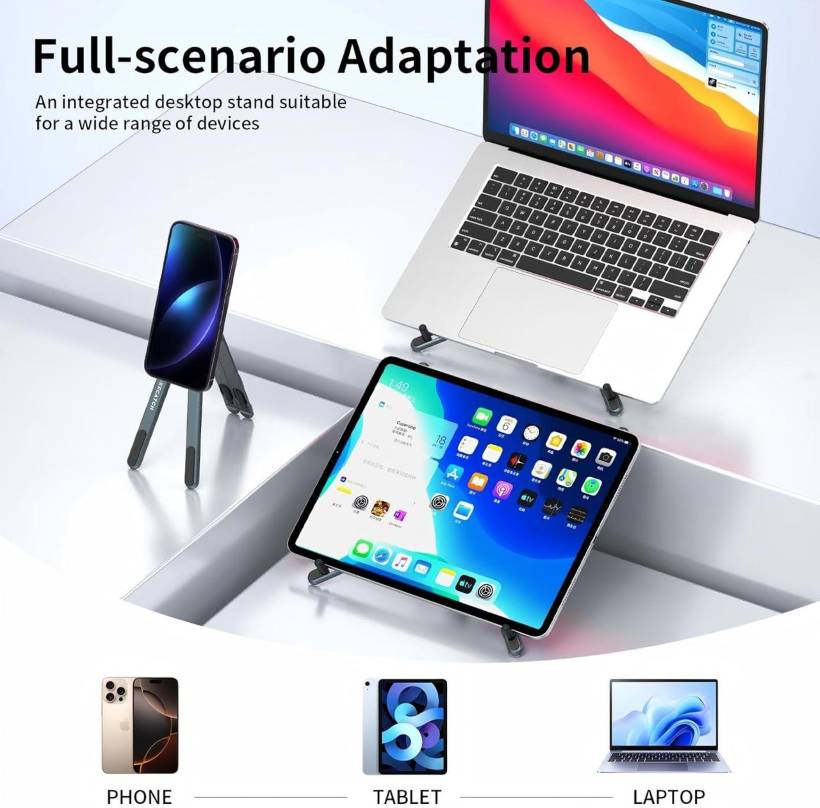 UniHold 360° 5 in 1 Magnetic Aluminum Alloy Stand -  For Laptop, Tablet & Phone
