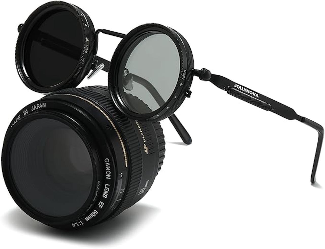 Adjustable Tint Rotating Polarized Round Sunglasses for Men & Women