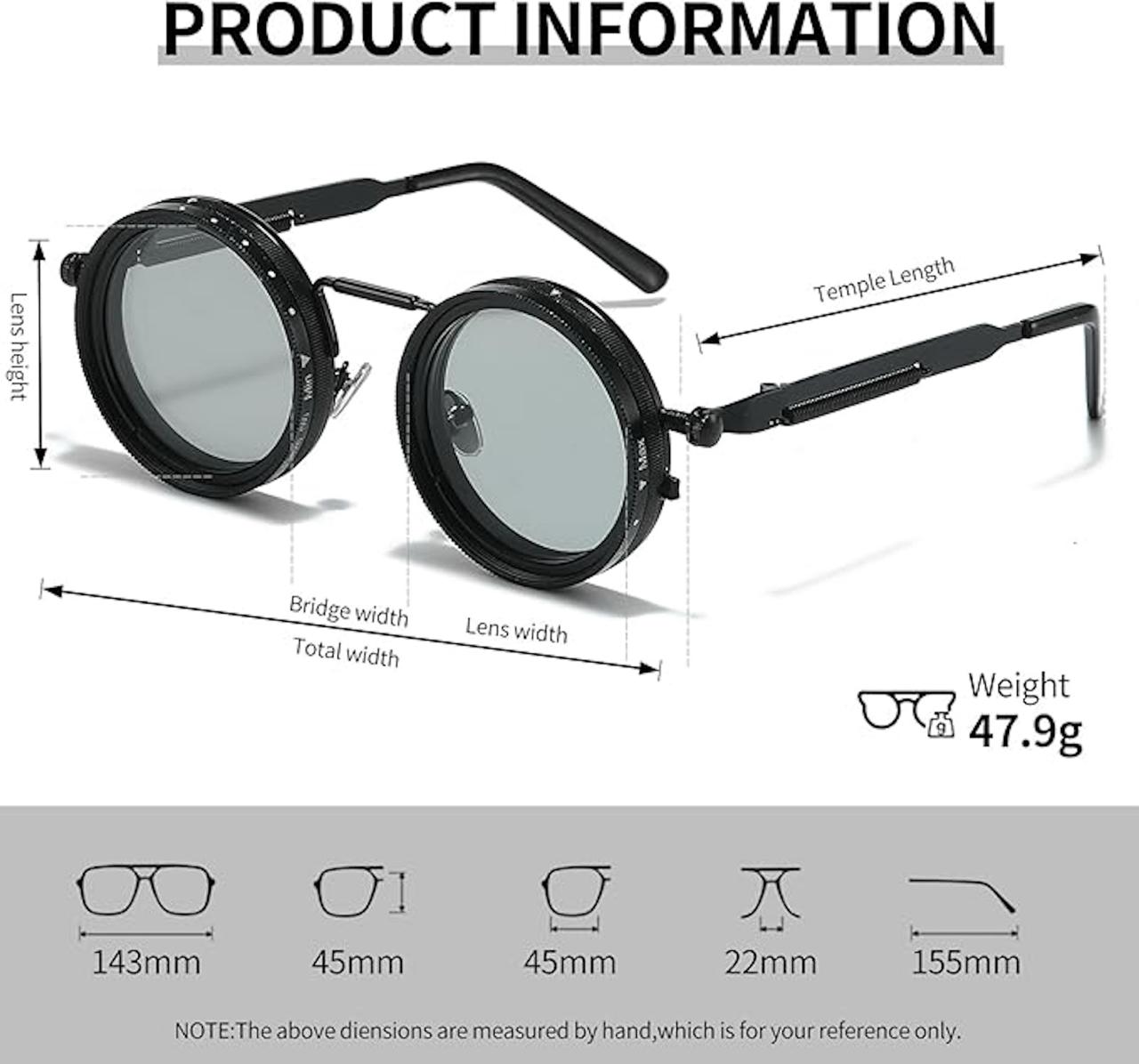 Adjustable Tint Rotating Polarized Round Sunglasses for Men & Women