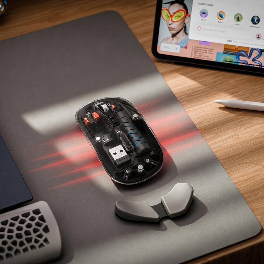 Transparent 3-Mode Rechargeable Wireless Mouse